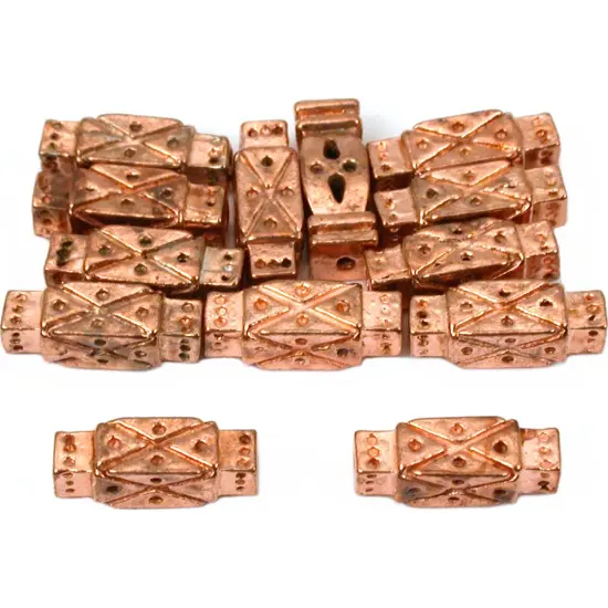 Rectangle Tube Beads Copper Plated Part 13mm Approx 12 {1}