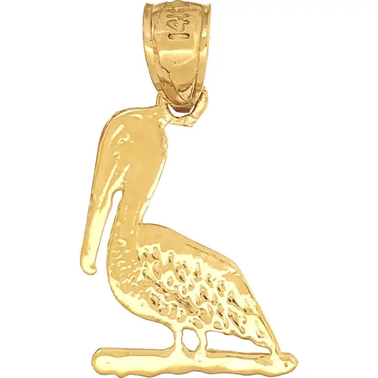 Pelican Charm Diamond-Cut 14k Gold 17mm {1}