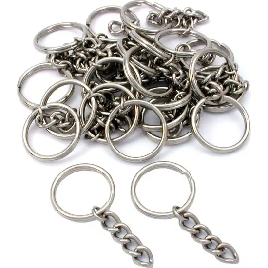 25 Key Chain Craft Wallet Nickel Plated Findings 28mm New {1}