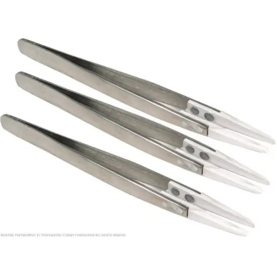 3 Fiber Tipped Tweezers Beading Glass Bead Tool {1}