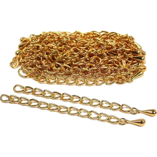 30 Teardrop Chain Extender Jewelry Necklace Gold Plated {1}