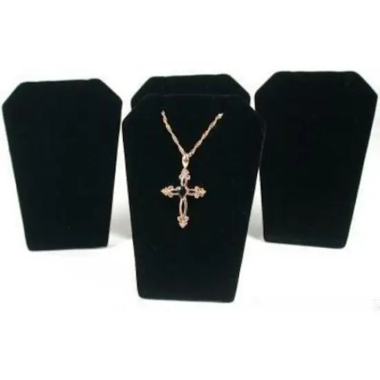 4 Black Velvet Necklace Pendant Chain Earring Display Stands {1}