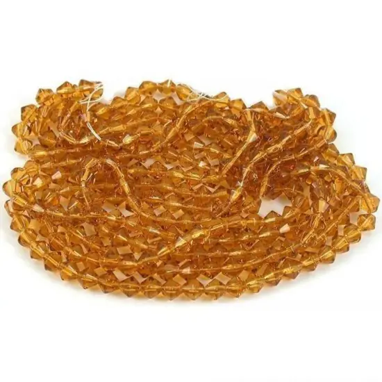 Bicone Faceted Fire Polished Chinese Crystal Beads Topaz 6mm 13" Strand {1}