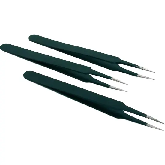 3 Anti-Magnetic Tweezers For Watch & Clock Batteries Battery Replacement Tool {1}