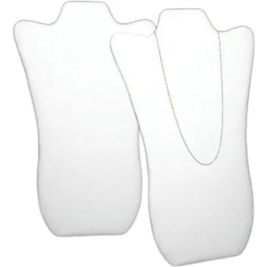 2 White Leather Padded Necklace Pendant Bust Showcase Displays 14 1/8" {1}