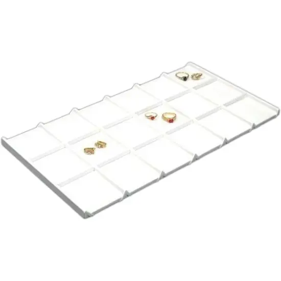 18 Slot Jewelry White Leather Tray Travel Display Case {3}