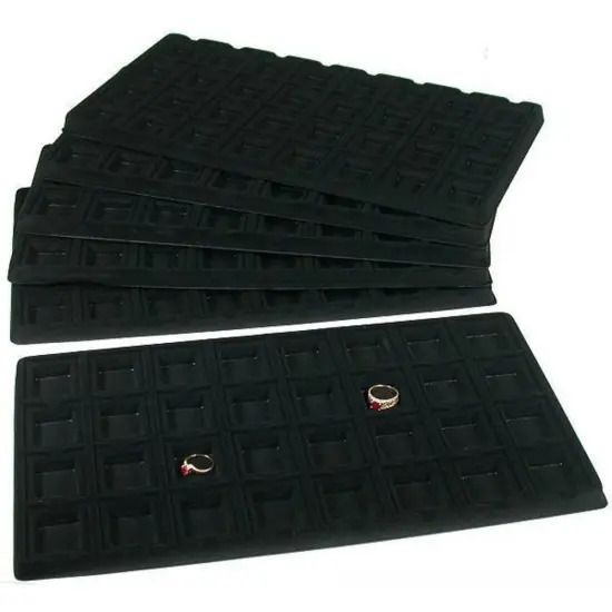 6 Black 32 Slot Puff Earring Cards Showcase Display Tray Inserts {1}