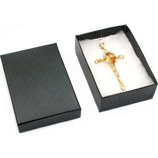 100 Black Stripe Cotton Filled Jewelry Gift Box 3 1/4" {5}