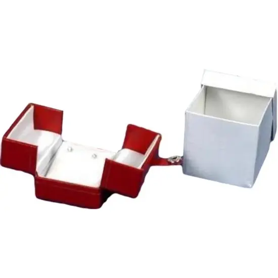 12 Earring Boxes Red Leather Snap Lid Gift Display Box {2}