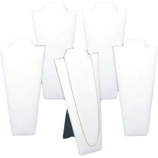 5 Necklace Pendant Displays Busts White Leather Easel {1}