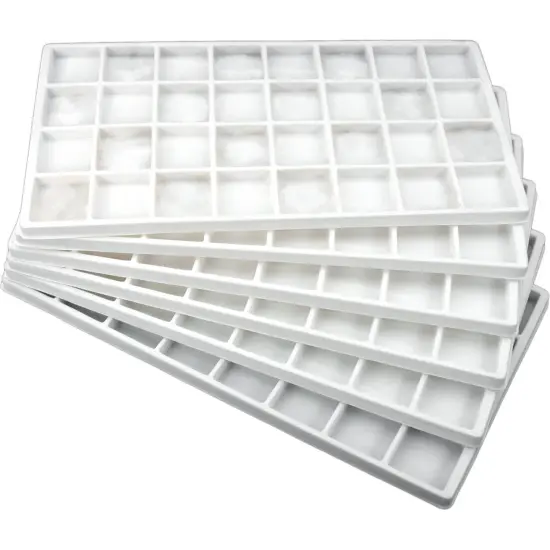 5 White 32 Slot Jewelry Coin Display Travel Tray Inserts {1}