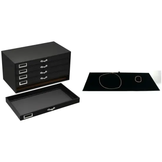 Black FindingKing 5-Drawer Jewelry Display Case w/ 5 Black Velvet Display Trays {1}