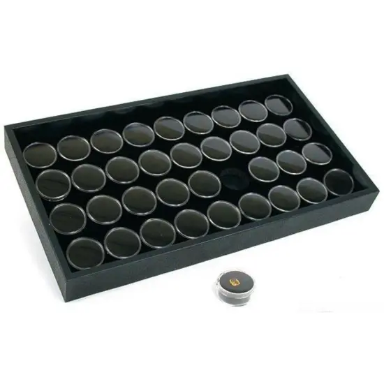 36 Gem Jars Black Foam Display Stackable Showcase Tray {1}