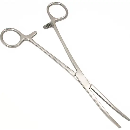 SE 681FC 8" Self Locking Curved Forceps, Stainless Steel {1}