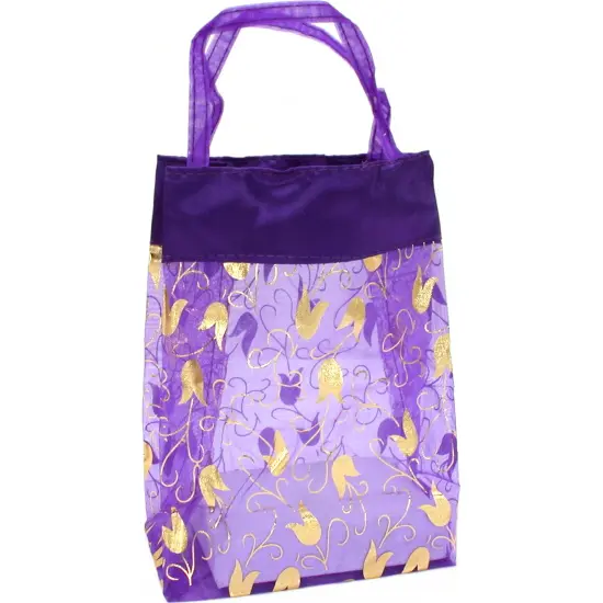 12 Large Organza Assorted Gold Flower Tote Gift Bags {3}