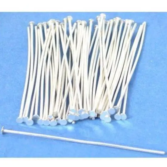 50 Head Pins Sterling Silver Bead Jewelry 21 Gauge {1}