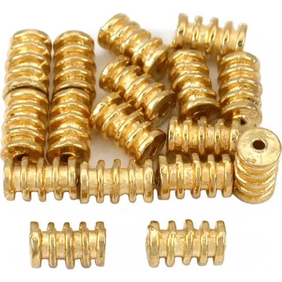 15g Bali Coil Tube Beads Gold Plated 9mm Approx 16 {1}