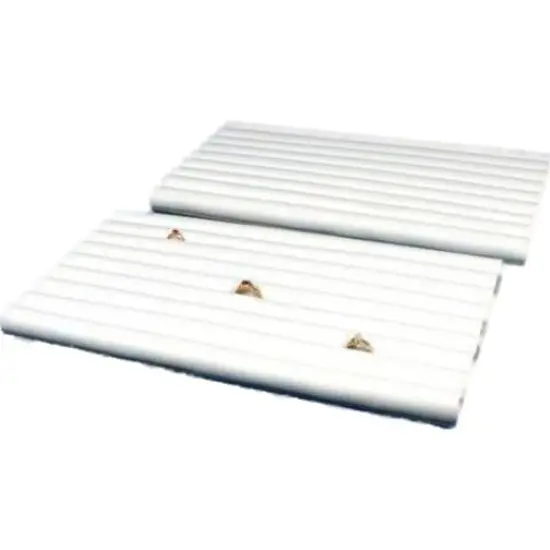 2 White Leather Continuous Slot Ring Trays Jewelry Showcase Displays {1}