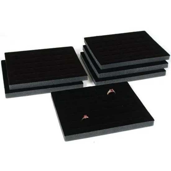 (6) 36 Ring Slot Black Tray Inserts Travel Showcase Displays {1}