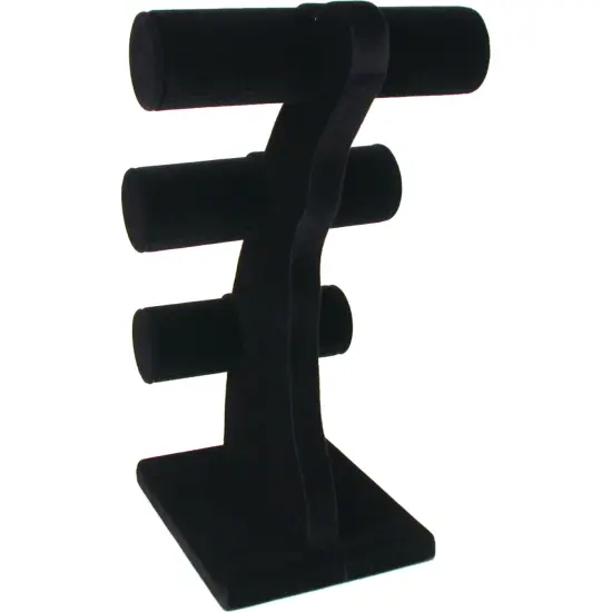 Black Velvet 3 Tier T-Bar Bracelet Jewelry Display 11" {4}