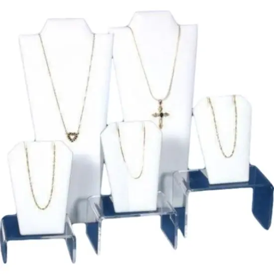 8 White Leather Display Pendant Bust & Jewelry Risers {1}