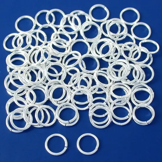100 Silver Plated Open Jump Rings Connectors 18 Gauge 8mm {1}