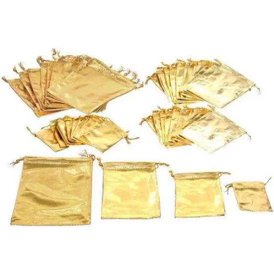 48 Gold Pouch Jewelry Gift Bags 4 Sizes {1}
