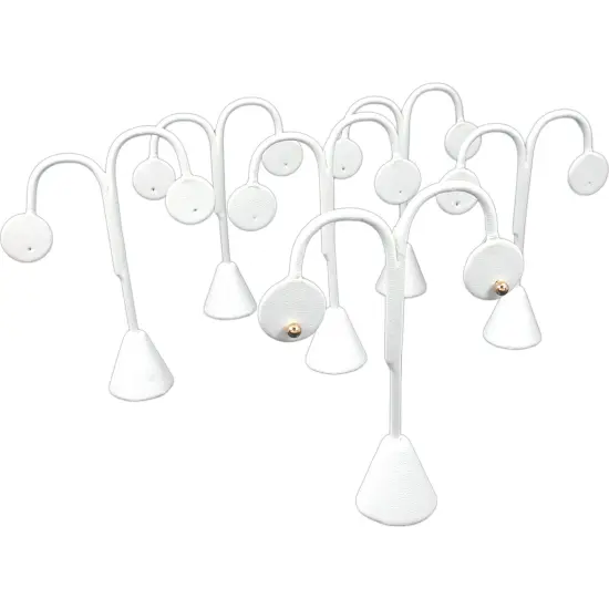 6 White Leather Earring Tree Display Case Stands 4.75" {1}