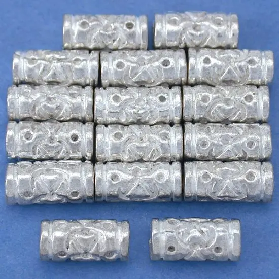 15g Bali Heart Tube Beads Silver Plated 9.5mm Approx 15 {1}