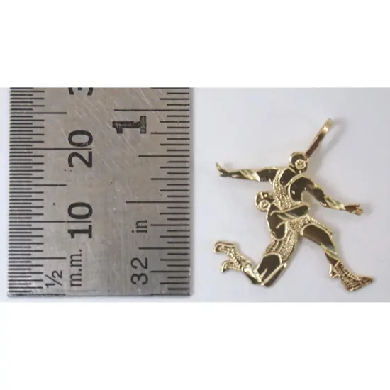 14K Gold Diamond Cut Wrestlers Charm with 18" Gold Cable Chain & Gift Box {4}