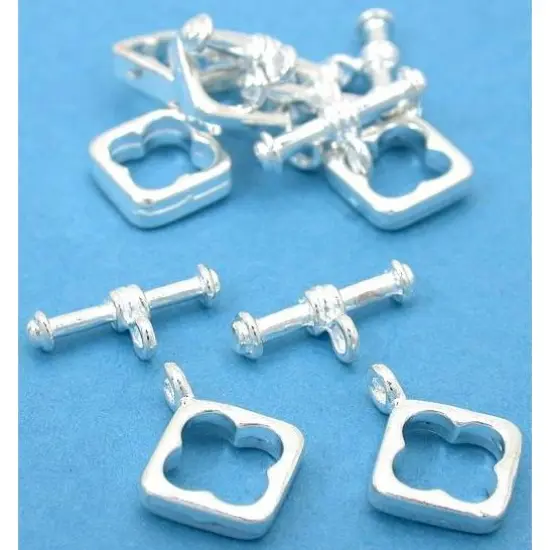 Square Toggle Clasps Silver Plated 13.5mm Approx 6 {1}
