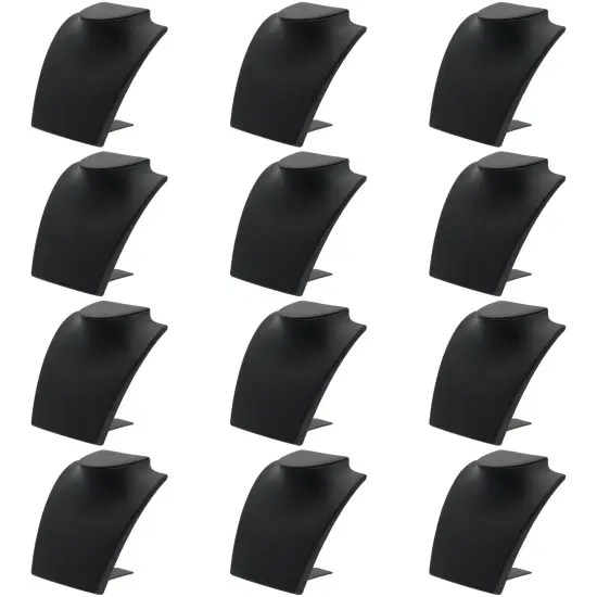 Black Leather Bust with Retractable Stand Jewelry Display 8 1/4" Tall, Set of 12 {1}