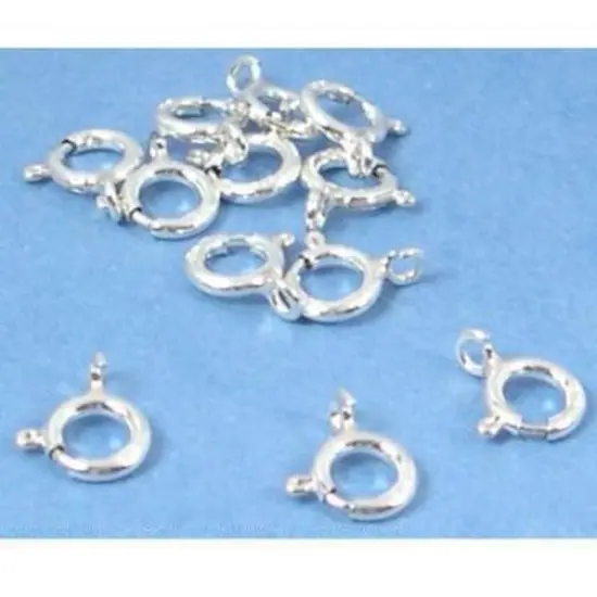 12 Sterling Silver Spring Ring Clasps Necklace Parts {1}