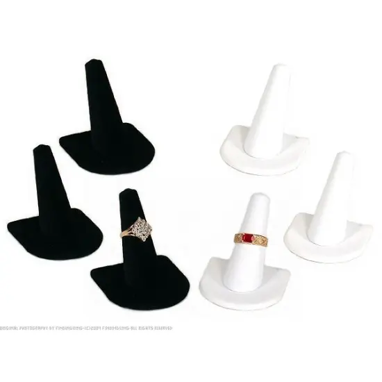 6 Ring Finger Display Black White Jewelry Showcase Unit {1}