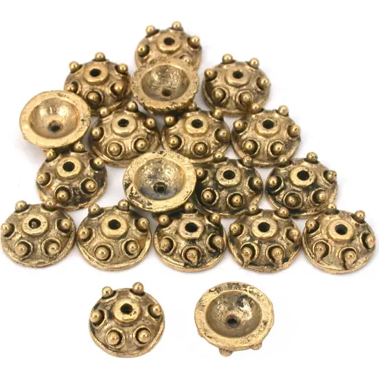 Bali Bead End Caps Antique Gold Plated 9.5mm Approx 20 {1}