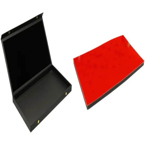 Black Faux Leather Jewelry Case w/ 1 Red 72-slot Foam Insert (Snap close lid) {1}