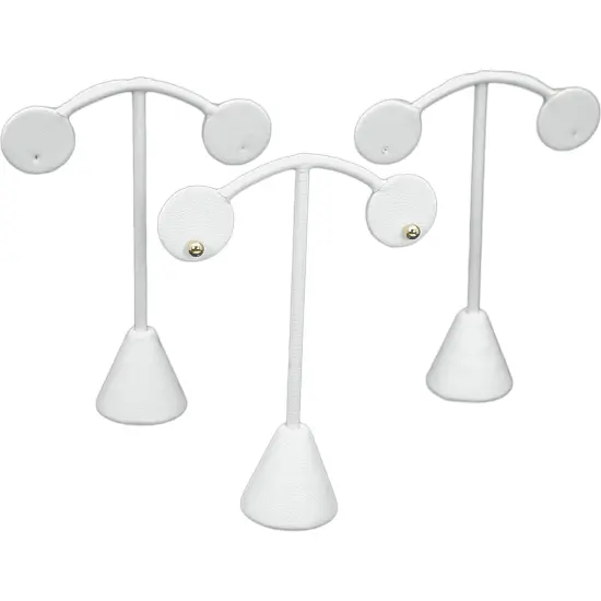 3 White Leather Earring Display Stands Jewelry 4.5" {1}