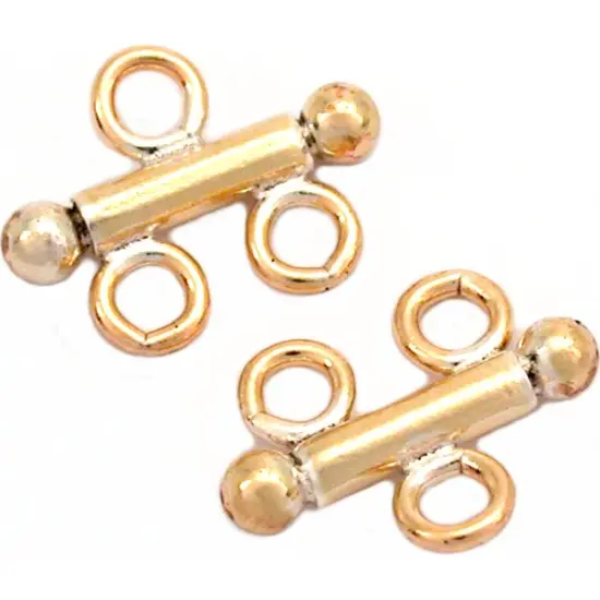 2 14k Gold Filled Double Bead Connector Strand Reducer {1}