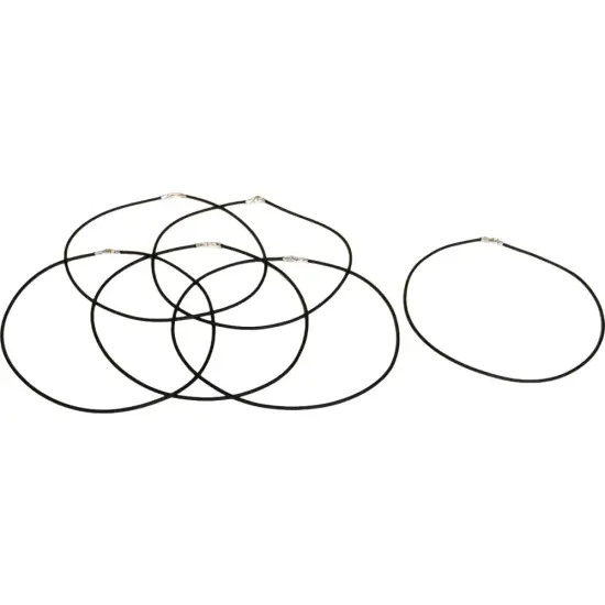 Rubber Cord Necklaces Black 16" 6Pcs {1}