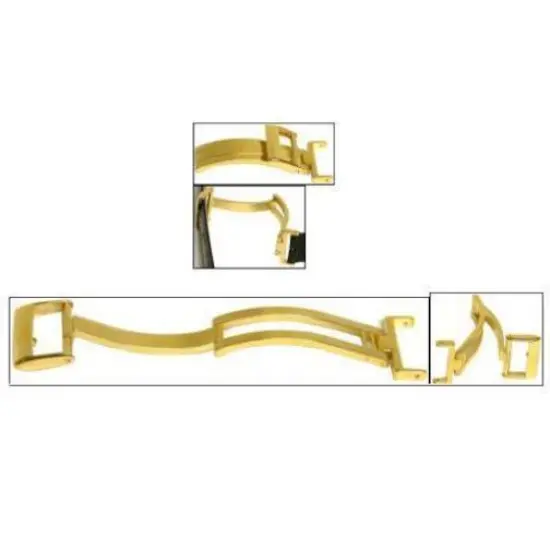 Deployment Buckle 3 Black Crocodile Leather Watch Band {2}