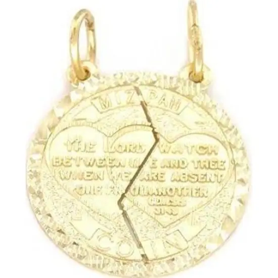 14K Gold Mizpah Charm Jewish Friendship Jewelry 18mm {1}