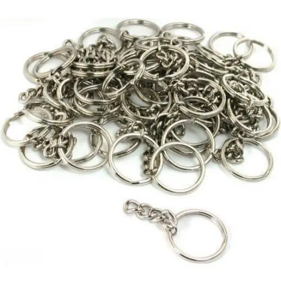 50 Key Chain Craft Wallet Nickel Plated Findings 28mm New {1}