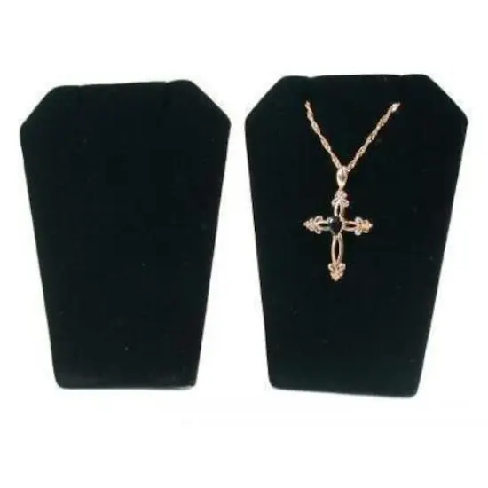 2 Black Velvet Necklace Pendant Chain Earring Display Stands {1}