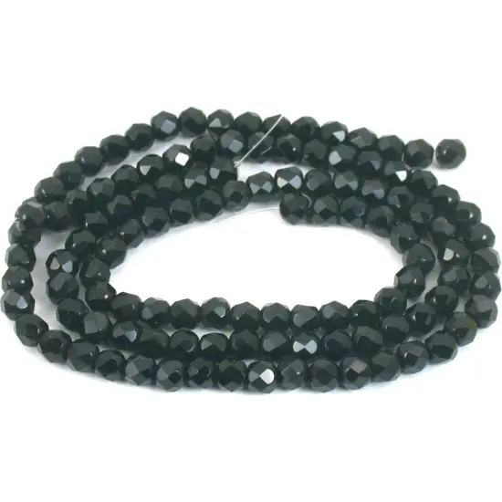 Round Faceted Fire Polished Chinese Crystal Beads Black 6mm 2 Strands {1}