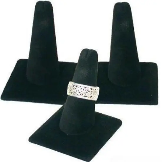 3 Display Ring Finger Solitaire Velvet Black {1}