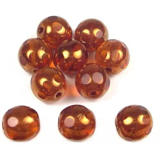 10 Topaz Color Harlequin Glass Spotted Beads 8mm Part {1}