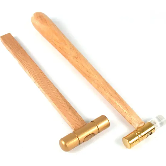2 Metalworking Brass Dual Head Hammers Goldsmith Tools {1}
