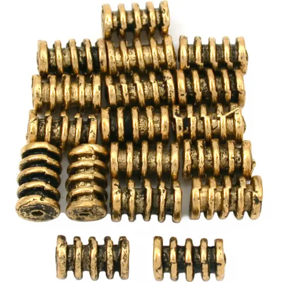 15g Bali Tube Beads Antique Gold Plated 9mm Approx 16 {1}