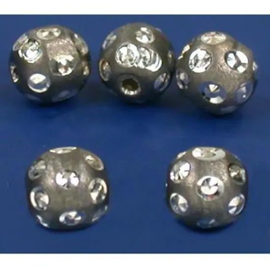Rhodium Plated Faceted Round Beads 6mm 5pc {1}