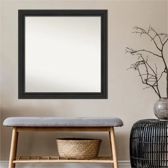 Amanti Art Non-Beveled Wall Mirror, Shipwreck Black Narrow Frame {6}